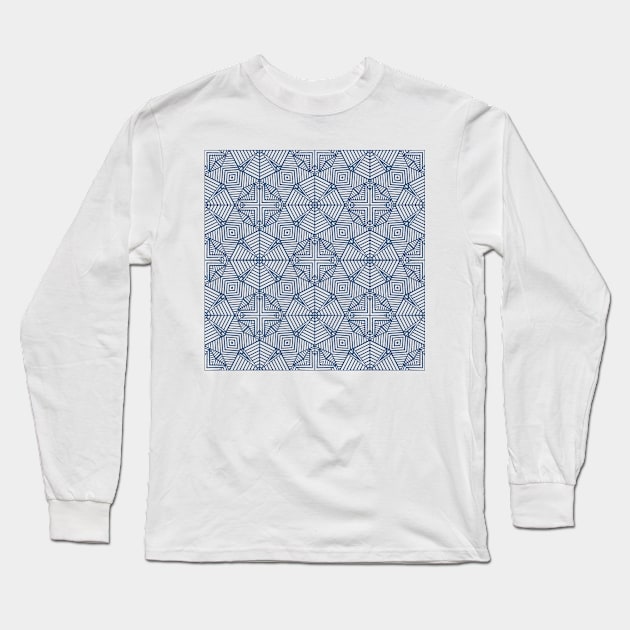 Geo Squares Navy Blue Long Sleeve T-Shirt by ProjectM